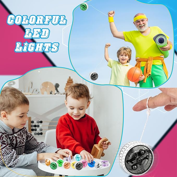 24 Pack Light Up YoYo Toys LED Flashing Yo-Yos Bulk Party Favors Glow Yo Yo Balls for Birthday Giveaways Classroom Rewards Carnival Prizes,12 Colors