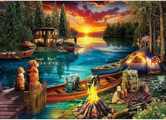 Puzzles for Adults 1000 Pieces, Jigsaw Puzzle for Adults, Fun Challenging Puzzle, Wilderness Lakeside Puzzles Game, Interlock Perfectly No Dust, Gifts for Friends Parents Father's Day
