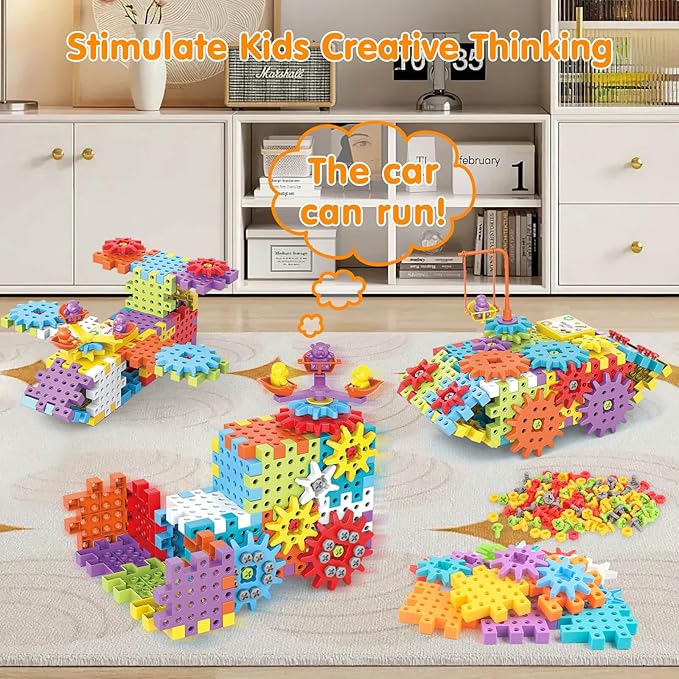Building Toys, 234 Pieces Upgrade Gear Building Blocks Set Kids Tool Set with Electric Drill, Kids Toys STEM Kits Gifts for Boys Girls Age 3+