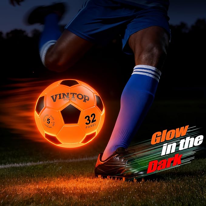 Glow in The Dark Soccer Ball for Kids Boys Ages 8-12 15, Light Up LED Soccer Ball Toys with Pump for Indoor/Outdoor, Fun Gift for Teens Christmas Birthday, Size 5 Night Sports Gear Games