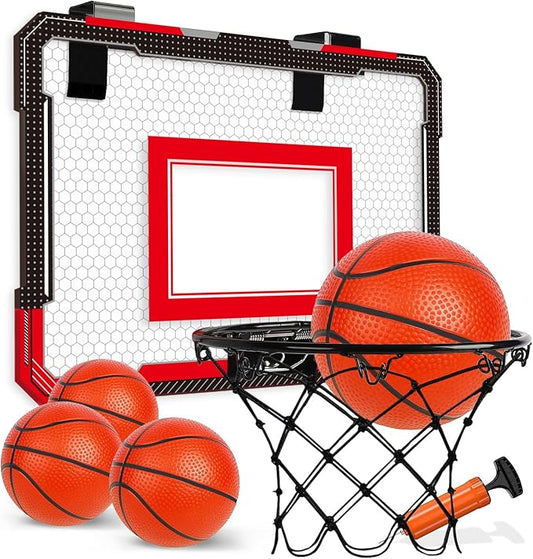 TOY Life Basketball Hoop Over The Door Basketball Hoop Room Office Mini Hoop Basketballs Hoop Indoor Kids Teens Adults Basketball Toy Basketball Goal with 4 Balls