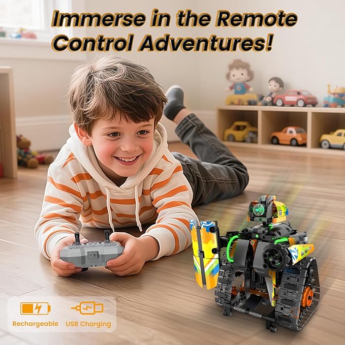 STEM Robot Building Kit with APP / Remote Control, 5 in 1 RC Robotic Car Toy for Kids Ages 8-12, Christmas Birthday Gifts for Boys Age 6 7 8 9 10 11 12+, DIY Build Set, Educational Science Projects