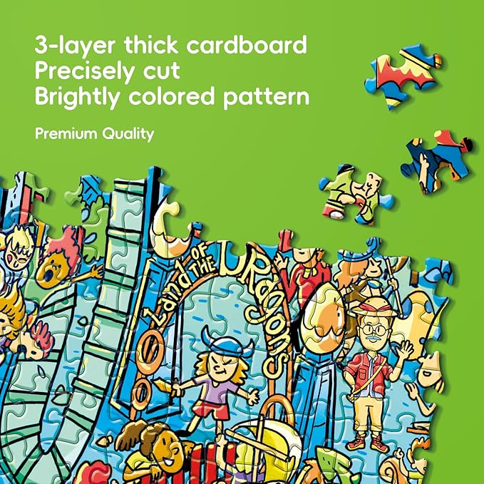 Jigsaw Puzzles for Adults, 2 Pack 1000 Pieces Ocean Park Dinosaur Park Puzzle, Cartoon Painting Challenging Puzzles for Family Activity Game Nights Gifts Fidget Stress Relief