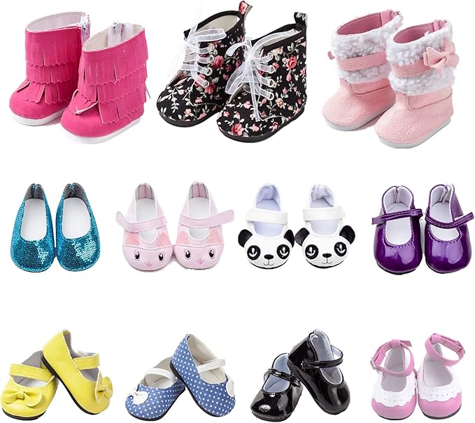 6 Pairs of Doll Shoes Include Boots Leather Shoes Fits 18 Inch American Girl Doll