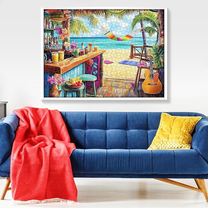 500 Piece Puzzle for Adults, Vacation Jigsaw Puzzle, Seaside Bar Puzzles 500 Pieces Birthday Party for Family Adults Funny Puzzle, Fun and Challenging Family Games 20.5×15 in
