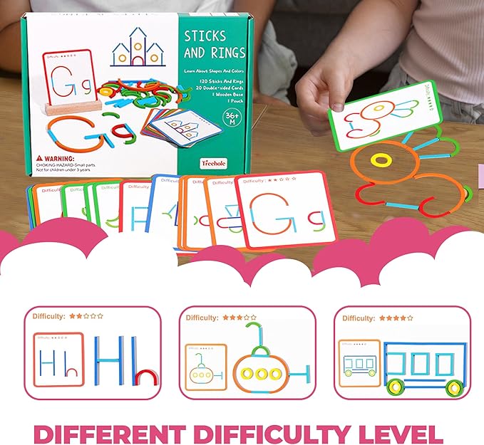 Stem Kids Toys for Creative Learning Building Educational Resources Kids Toy for Preschool and Kindergarten 3 4 5 6 Years Old Boys and Girls Brain Teaser Smart Sticks Toys