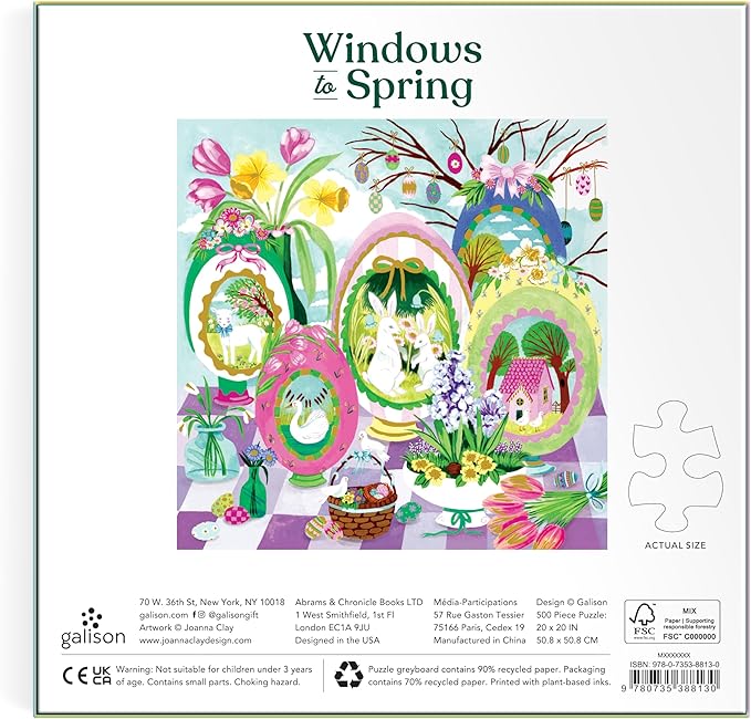 Galison Windows to Spring – 500 Piece Jigsaw Puzzle Featuring Beautiful Artwork of Sugar Egg Illustration for Easter