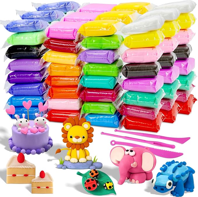 Air Dry Clay - 96 Pack Modeling Clay Kit with 3 Sculpting Tools,Safe & Non-Toxic,DIY Magic Toys Gifts for Boys,Girls,Kids - 32 Colors