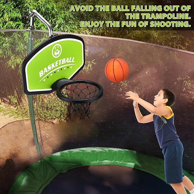 Trampoline Basketball Hoop, with Pump and Mini Balls, Easy to Assemble Sturdy for Dunk Fit, Waterproof, Accessory of Trampoline