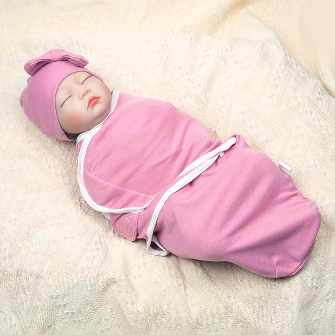 Reborn Baby Doll Clothes 22 inch Girl Outfit for 17''-22'' Baby Doll Newborn Girl Pink Swaddle Hat (Pink)