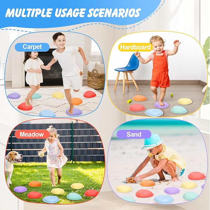 Balance Stepping Stones for Kids 5pcs Non-Slip River Stones Obstacle Course Play Indoor and Outdoor Coordination Game Sensory Toys Toddler Ages 3 4 5 6 7 8+