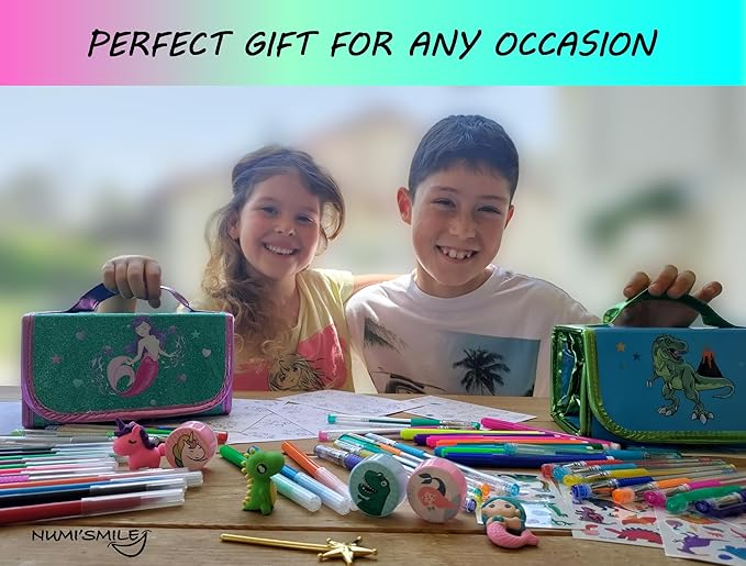 Unicorn Pencil Case Kids Art Set With Fruit Scented Markers, Unicorn Gifts For Girls, Art Supplies For Kids, Birthday Gifts For Little Girls Age 3 4 5 6 7 8 Years Old, Washable Coloring Set Craft Kit
