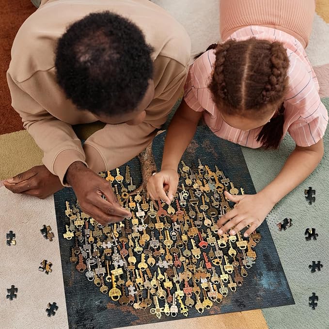 Key Tree Puzzles for Adults 1000 Pieces, Tree of Life Jigsaw Puzzles, Vintage Nature Plant Puzzles as Home Decor