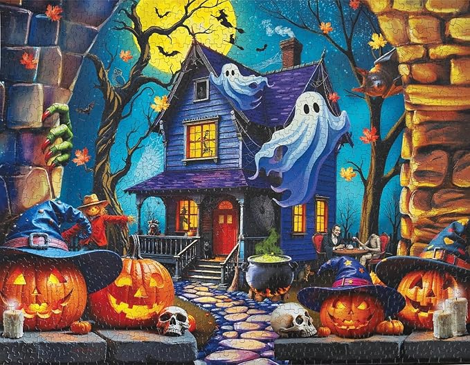 Springbok Haunted Halloween Party 1000 Piece Jigsaw Puzzle for Adults - Haunted Mansion - Unique Cut Pieces - Made in USA