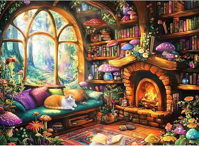 300 Pieces Puzzle for Adults,Winter Warm Mushroom House Puzzles for Adults Teens,Large Pieces Puzzles for Kids Ages 8-12,Challenging 300 Pieces Puzzle for Family,Great Gift for All Ages,20.5 x 15 in