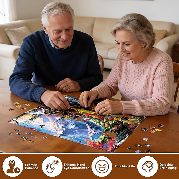 500 Pieces Jigsaw Puzzles for Adults Puzzle Bear Mountain Nature Puzzle for Elderly, Recycled Paper Puzzle 500 Pieces, Challenging Puzzle Family Game Great Gift for Friends, 20.5 x 15 Inch
