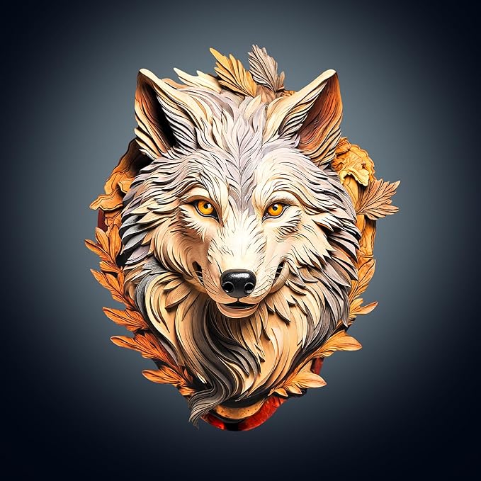 Wooden Puzzles for Adults, Eternal Wolf Jigsaw Puzzles, 70 Piece Unique Animal Shaped Puzzle, Animal Shape Puzzle, Gifts for Adults/Friends, Family Game，Wall Decor(8.5 * 6.9in)