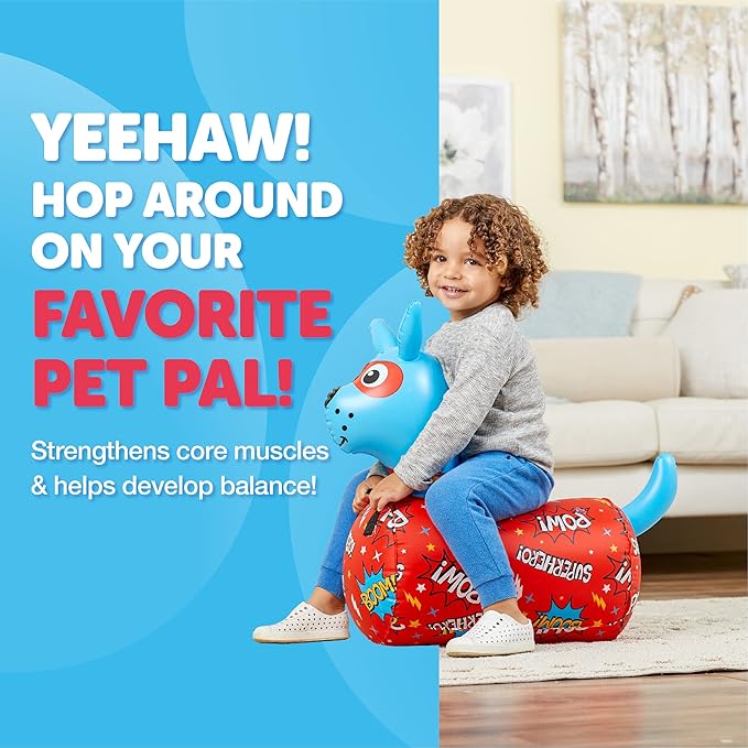 WADDLE Hip Hopper Inflatable Hopping Animal Bouncer Dog, Ages 2 and Up, Supports Up to 85 Pounds