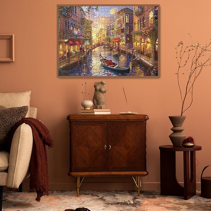 Italy Venice Landscape Puzzles for Adults 1000 Pieces, Colorful Europe City Scenic Jigsaw Puzzles, Art Travel Pretty Sunset Puzzles