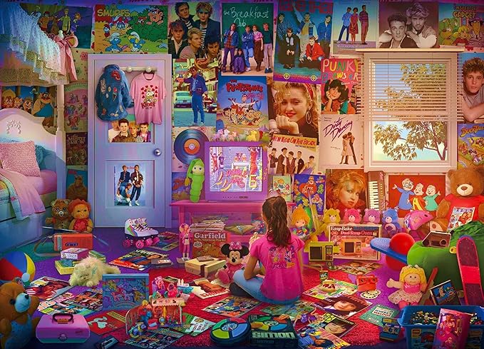 Daydreams '80s and '90s Pop Culture 1000-Piece Jigsaw Puzzle By Rachid Lotf | Educational Brain Teaser, Nostalgic Retro Toys & Games for Kids, Building Kit Activities | 28 x 20 Inches