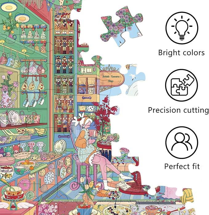 HUADADA Puzzles for Adults 1000 Pieces Teashop Puzzles 1000 Pieces,Impossible Puzzle, Family Decoration Puzzle Gift