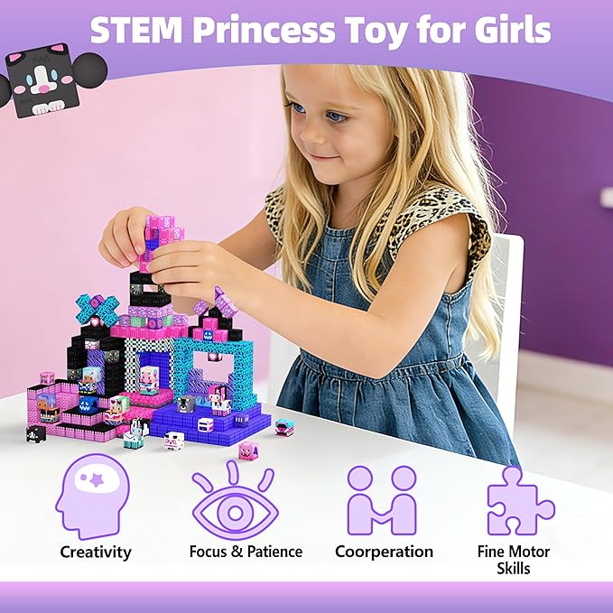 GobiDex 200PCS Magnetic Building Blocks for Kids, STEM Toys to Build MagWonder Castle & World, Creative Sensory Play Gift for Girls Ages 3+