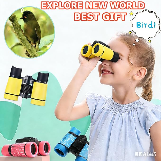 Binoculars for Kids Best Gifts for 3-12 Years Boys Girls High-Resolution Optics Shockproof Mini Kids Binoculars Toys Folding Small Telescope for Bird Watching Camping Outdoor Play