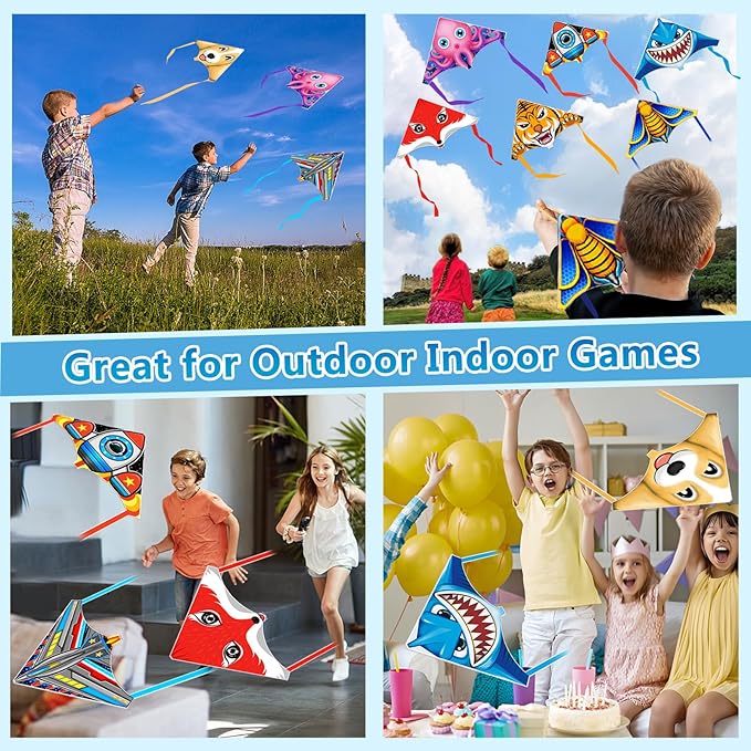 YongnKids 6 Pack Mini Kite for Boys Girls Age 3-5 4-8, Finger Launcher Kites Easy to Fly Ejection Flying Toys Kite for Kids Teens Ages Beach Park Backyard Outdoor Sports