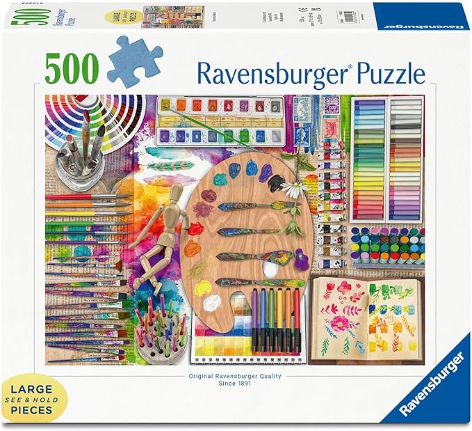 Ravensburger The Artist’s Palette 500-Piece Jigsaw Puzzle | Large Format for Easy Handling | Vibrant and Engaging Imagery | Ideal for Kids and Adults | FSC Certified
