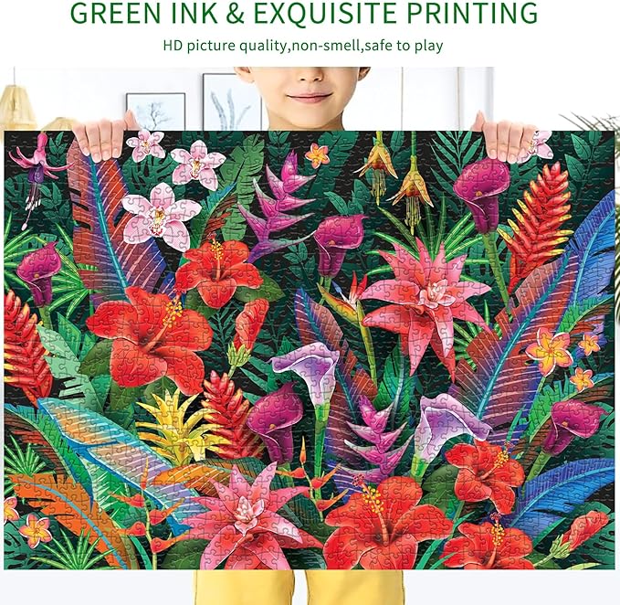 Jigsaw Puzzles for Adults 1000 Pieces, Interlock Perfectly Letter on Back No Dust, Home Decor Birthday Party Gift Toy for Men Women Elders Seniors, 1:1 Poster - Flowers Bloom