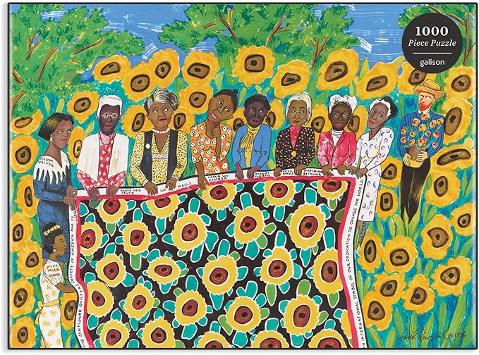 Galison Faith Ringgold The Sunflower Quilting Bee at Arles Puzzle, 1000 Pieces, 27” x 20” – Difficult Jigsaw Puzzle with Stunning & Colorful Artwork – Thick, Sturdy Pieces, Challenging Family Activity