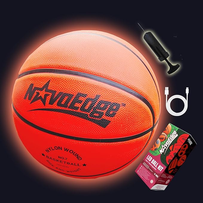 Glow in The Dark Basketball | USB-C Rechargeable LED Light Up Ball | Official Size 7 for Teens & Adults for Boys & Girls Ages 6+ | Indoor Outdoor Night Games