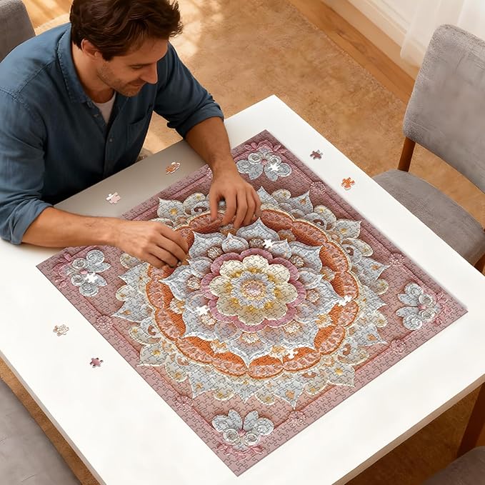 Puzzle for Adults 1024 Pieces, Pastel Floral Mandala Puzzle, Challening Impossible Difficult Hard Fun 1024 Pieces Jigsaw Puzzles for Adults