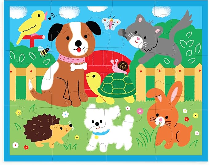 Mudpuppy Playful Pets – 12 Piece Puzzle with Reusable Zipper Pouch Featuring Colorful and Fun Illustrations of Pets Perfect for Easy Storage and Travel