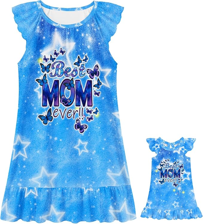 LQSZ Doll and Girl Matching Nightgown Outfit Pajamas Nightie Nightgown for Girls and Dolls Clothes