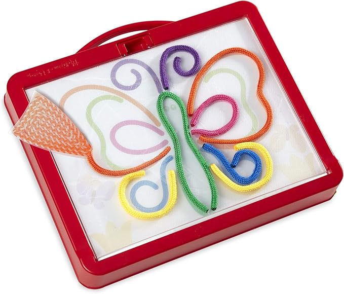 Melissa & Doug Rainbow Cord Picture and Pattern Maker Draw with Cords Activity – 39 Cords, 6 Double-Sided Cards to Trace Kids Arts & Crafts