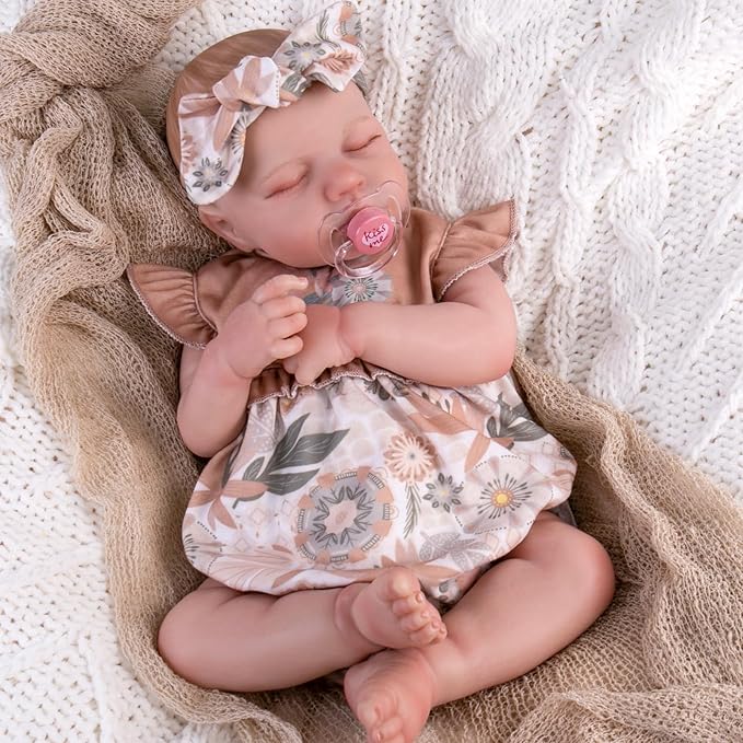 Aori Lifelike Reborn Baby Dolls - Realistic 20-Inch Newborn Real Life Baby Girl Doll with Poseable Limbs and Feeding Kit, Set for Kids 3+