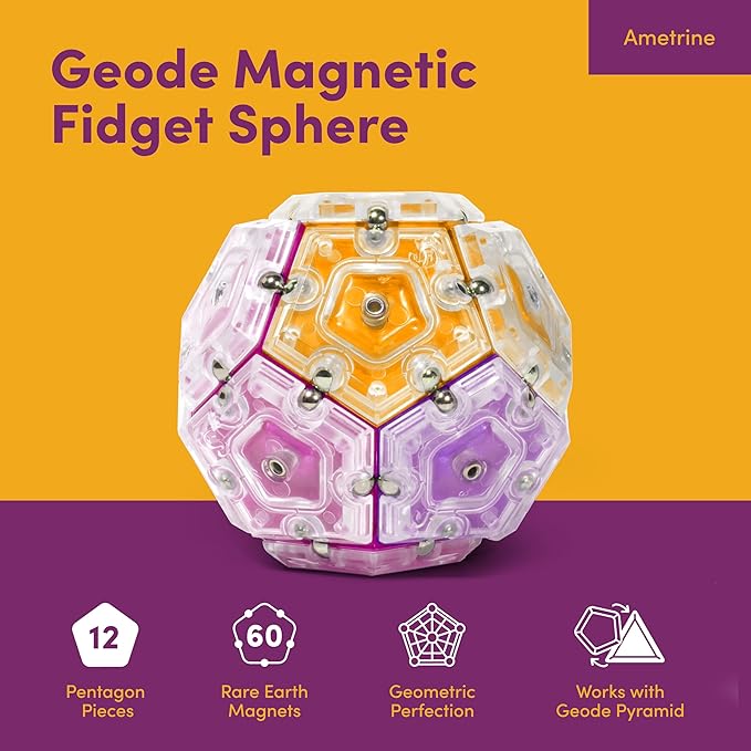 Speks Geode Magnetic Fidget Toy | Sensory Desk Toy for Adults & Teens 14+ | Stress Relief Gift | Sphere, Warm