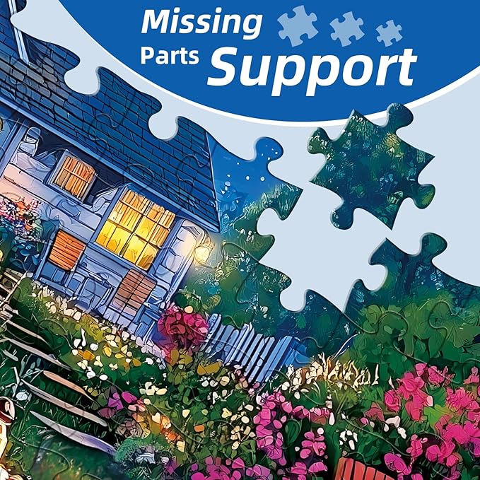 300 Pieces Puzzles for Adults,Moonlight Backyard Camping Puzzle,300 Pieces Puzzle for Adults Large Piece,Cute Cat Jigsaw Puzzles for Kids Ages 8-10,Gifts for Christmas Family Games Lovers 20.5 x 15 in