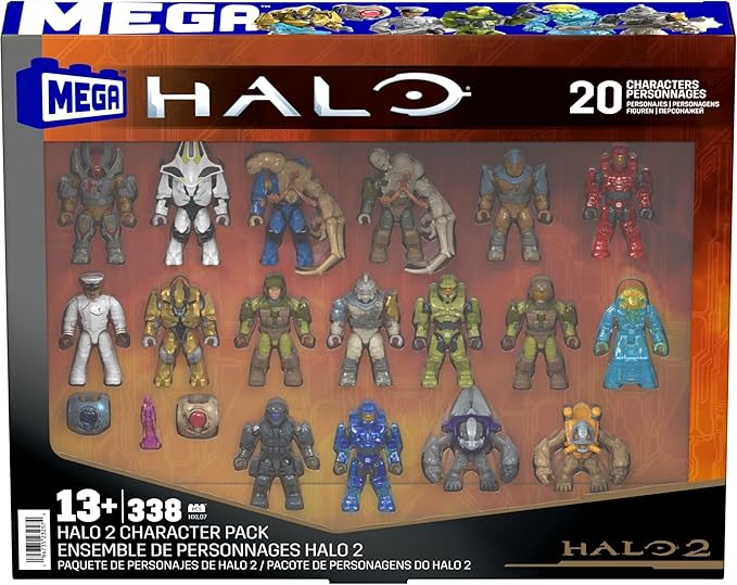MEGA HALO Action Figures Building Toys Set, Character Pack with 339 Pieces, Poseable Articulation, 2 Inches Tall, Kids or Adult Collectible