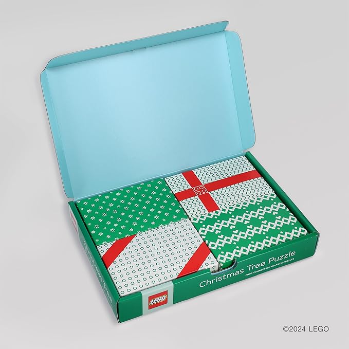 Lego Christmas Tree Puzzle | Four Connecting 100-Piece Jigsaw Puzzles