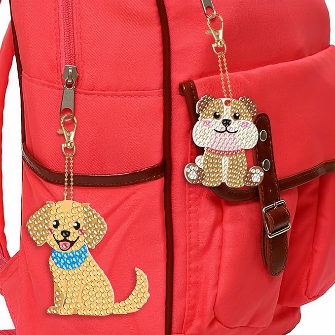 Labeol Arts and Crafts for Kids Ages 8-12 - Creat Your Own GEM Keychains-5D Diamond Art by Numbers GEM Art Kits for Kids Girls Toddler Crafts Age 6-7 6-8 10-12 (Puppy)