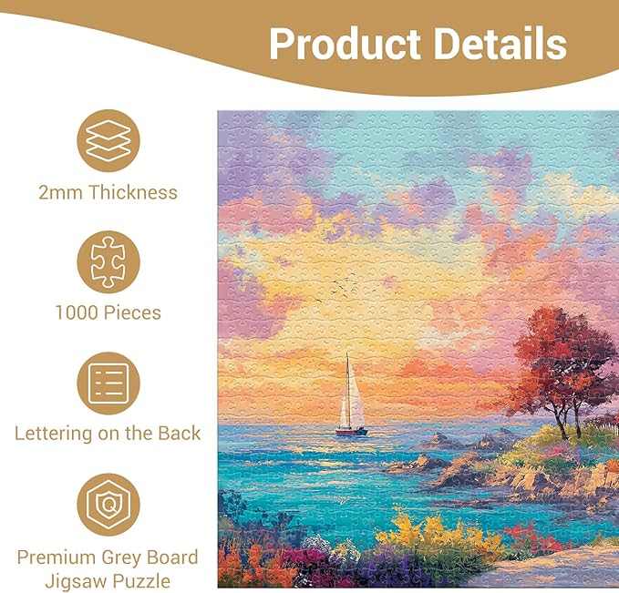 Lighthouse and Sailboat Puzzles for Adults 1000 Pieces, Impossible Hard Difficult Challenging Jigsaw Puzzle 1000 Pieces, Christmas Birthday Gifts Home Decor for Adults/Friends/Family