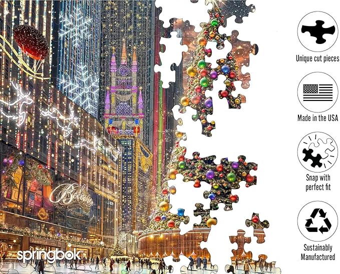 Springbok Christmas in The City 1000 Piece Jigsaw Puzzle for Adults - Unique Cut Pieces - Made in USA