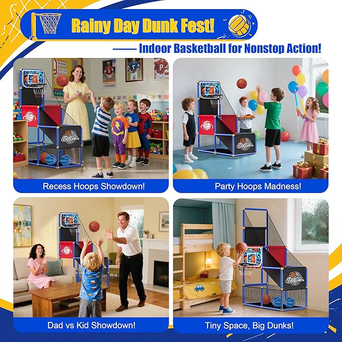Kids Arcade Basketball Hoop Indoor Outdoor Single Shot Basketball Game for Toddler,Carnival Games Sport Gifts for Boys Girls Ages 3-8 Years Old,Ideal for Competition