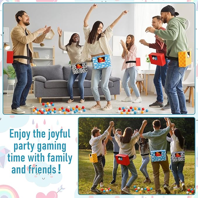 4 Sets Cartoon Story Swing Shaking Balls Game Set Cartoon Story Novelty Twerk Game Includes 40 Balls, Ribbon & Cardboard Boxes Cartoons Party Games for Family Large Group Birthday Party