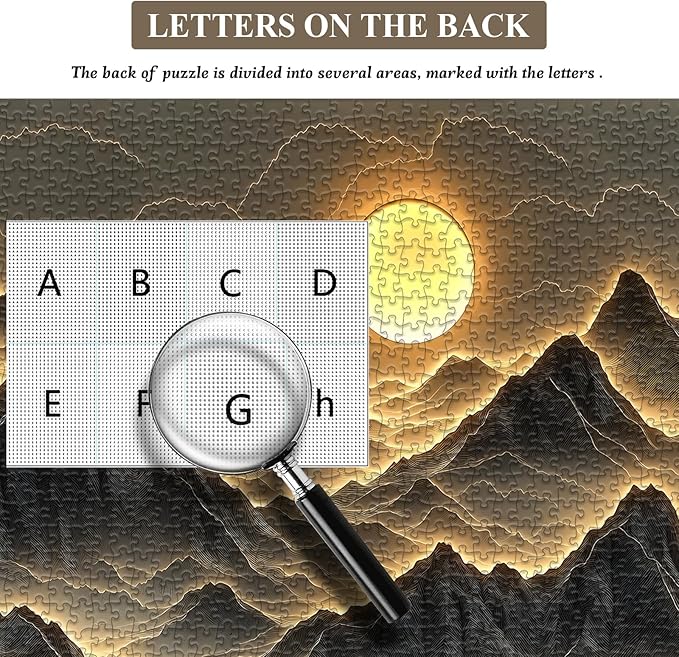 Golden Mountains Puzzles for Adults 1000 Pieces，Nature Sunset Landscape Jigsaw Puzzle，Impossible Challenging Scenic Puzzle, Scenery Home Wall Decor