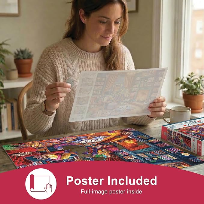 Masterpieces 500 Piece Jigsaw Puzzle for Adults, Family, Or Youth - Book Nook - 15"x21"