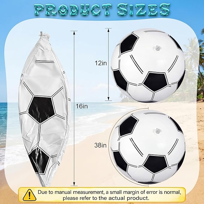 Chivao 12 Pack 16 Inch Soccer Beach Ball Inflatable Beach Ball Bulk Giant Pool Toys Blow up Swimming Pool Toys for Summer Indoor Outdoor Water Games Birthdays Party Favor Goodie Bags Stuffers
