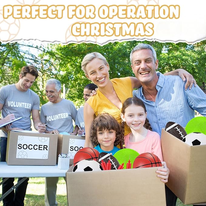 Operation Christmas Balls Bulk with Pump for Kids 5" Deflated Soccer Basketball Football 6.3" Playground Balls Christian Charity Donation Supplies for Toddlers Indoor Outdoor